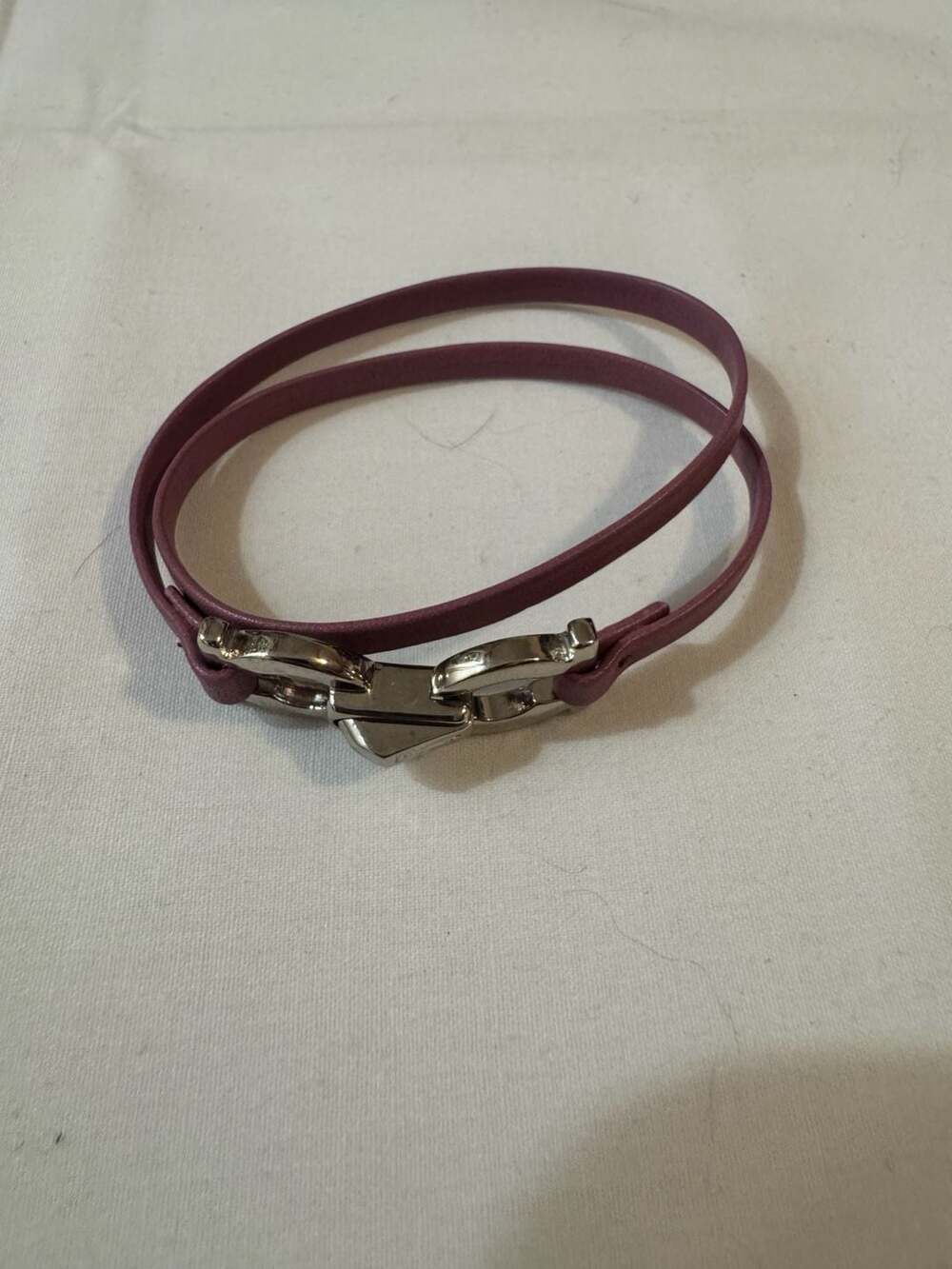 Salvatore Ferragamo Gancini Double Wrap Pink Leather Bracelet